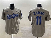 Men's Los Angeles Dodgers #11 Roki Sasaki Gray Cool Base Stitched Jersey,baseball caps,new era cap wholesale,wholesale hats